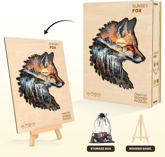 Sunset Fox Puzzles Adults Gifts Wooden 200 Pieces 13.4 * 13.4in - Image 4