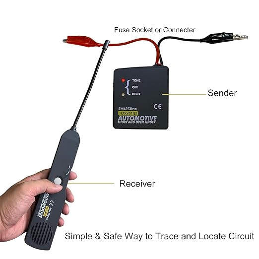 Automotive Short & Open Finder Electrical Circuit Tester Cable Wire Breaker Tracker Generator Circuit Finder Detector Tone Generator Circuit Fault Finder DC 6-42V Car Diagnostic Probe Tool