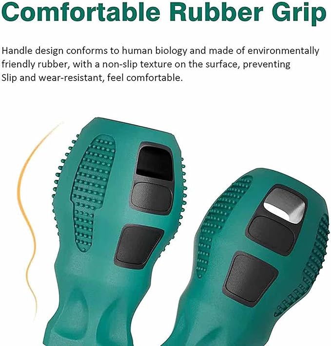 Buspoll Rubber Anti-Skid Handle Stubby Screwdriver Set, 6mm x 38mm Slotted/Phillips, Magnetic Head