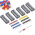 73Pcs(6Sets) Terminal Block Set, 6Pcs 6 Positions 600V 25A Dual Row Screw Terminal Strip Block + 6Pcs Pre-Insulated Terminals Barrier Strip + 60Pcs Insulated Fork Wire Connector by CGele…