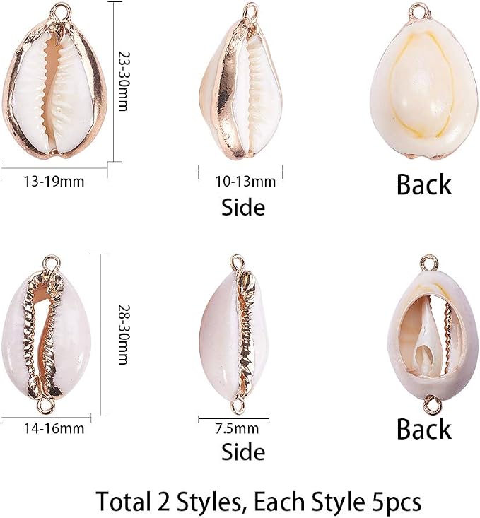 SUNNYCLUE 1 Box 10Pcs Oval Ocean Beach Spiral Seashells Craft Charms Connectors - Image 2