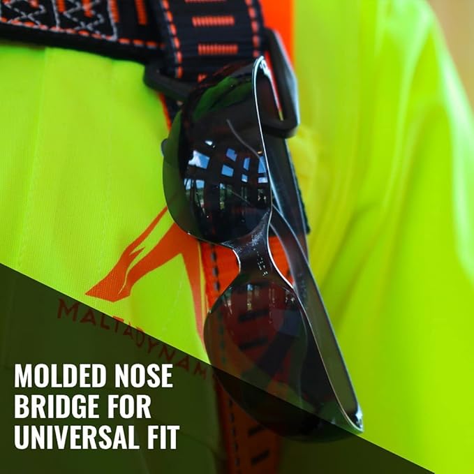 Malta Dynamics Safety Glasses – ANSI Z87+ Rated UV Eye Protection Glasses for Construction, Manufacturing, Scratch-Resistant
