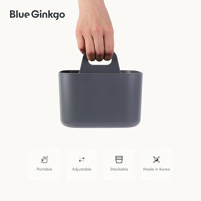 BLUE GINKGO Stackable Organizer Caddy, Dark Grey, Made in Korea | Portable. - Image 5