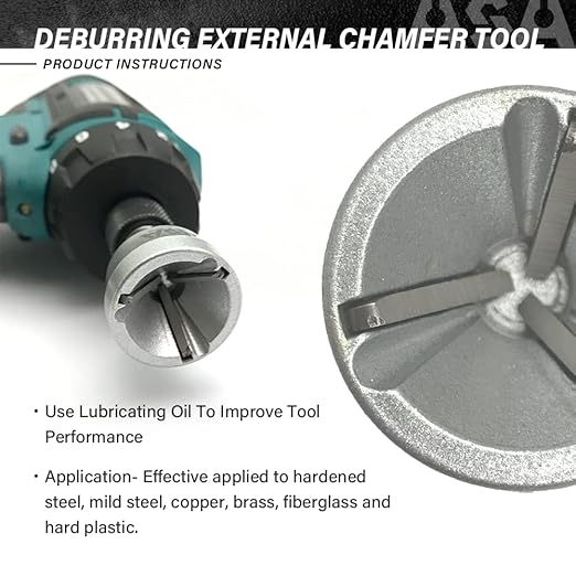ASA Tools Deburring External Chamfer Tool, with HSS Blade, Deburring Drill Bit, Remove Burr Tools Quick Release Shank Fits for 1/8"-3/4"(3mm-19mm)
