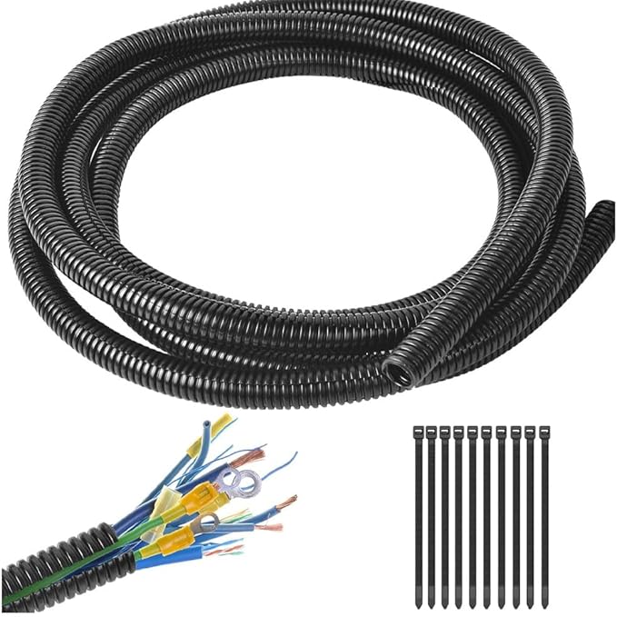 1/4"-32.8ft Split Wire Loom Tubing Cable Management Conduit Flexible Covers Cord Protectors