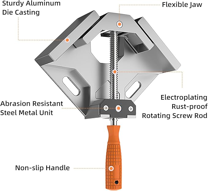 Corner Clamp, 4pcs 90 Degree Right Angle Clamp with Adjustable Aluminum Alloy Swing Jaw, Single Handle Clamps for Woodworking Tools Photo Framing, Present for Men Dad 11.1 Inch
