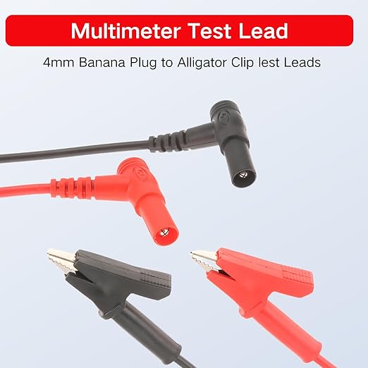 4PCS Banana Plug to Alligator Clip Lead Cable, 3.3ft / 1m Multimeter Test Leads, 1000V 15A Soft Silicone Electronic Test Lead for Multimeter Electrical Testing