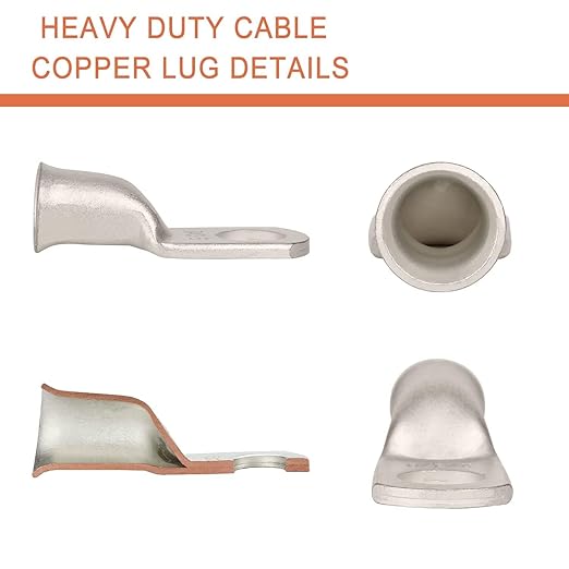4 Pack 2 AWG 3/8 & 2 AWG 5/16 Lugs,Tinned Copper Terminal Marine Battery Welding Lugs,Terminal Connectors with 8 Pieces Ratio 3:1 Dual Wall Adhesive Heat Shrink