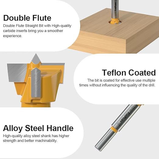 FivePears Forstner Drill Bit 3/8 inch Shank, 13/16 inch Cutting Diameter, Carbide Tipped Wood Hole Saw Auger Opener, Hole Opener Hinge Hole Cutter for Woodworking, Plastic, Plywood Products