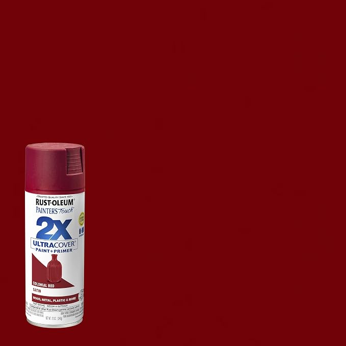 Rust-Oleum Painter's Touch 2X Ultra Cover Spray Paint, Satin Colonial Red | - Image 2