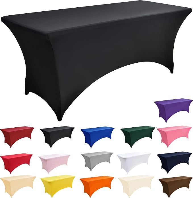 10-Pack 6ft Black Spandex Table Covers - Image 3
