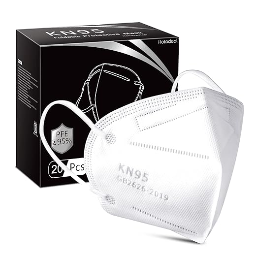 Hotodeal KN95 Face Mask 20 PCS,5 Layers Cup Dust Mask Against PM2.5 from Fire Smoke, Dust, for Men, Women, Essential Workers(White)