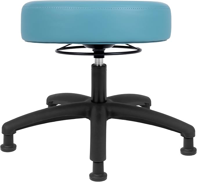 Chair Master 17" Round Vinyl Fabric Stool, Table Height, 360 deg Level Activation, Heavy Duty, Lab, Medical, Garage, Home, Spa, Cleanroom (Glides, Aqua)