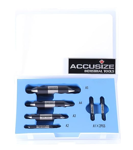 Accusize Industrial Tools (#1-#5), SAE 3.15mm-12.5mm, 6 Pc ANSI M35 (H.S.S. +5% Cobalt) TiAlN Coated Center Drill Bit Set, Metric Sizes, 3500-6002