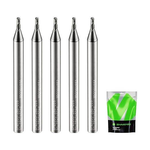 Carbide Ball Nose End Mills Set 2 Flute 4mm SHK. 1.5mm Cutting Dia. 3D Carving, High-Speed and Deep Cutting, AlCrN Coated, Apply for Alloy Steel, Stainless Steel and Various Cast Iron. (5PCS)