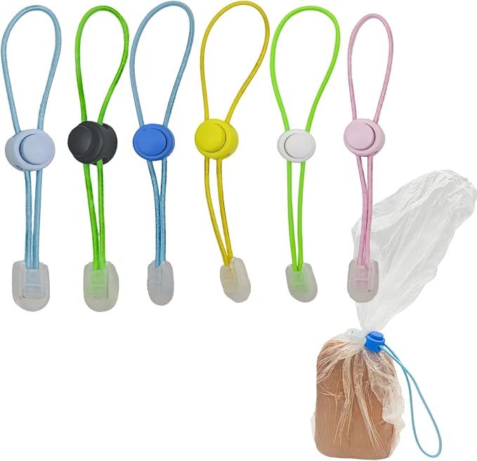 6Pcs Colour Adjustable Elasticity Clay Bag Tie, Studio Ties & Ceramic Tool by MAGNEECH