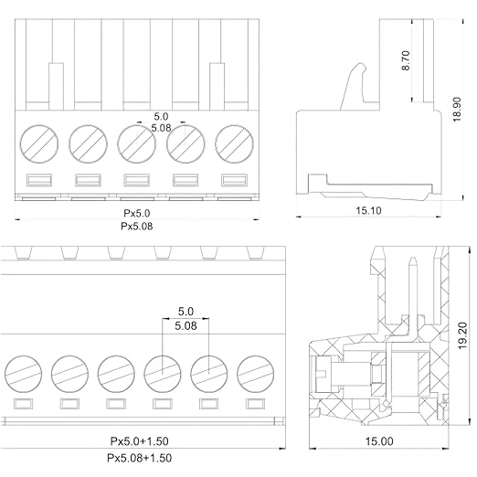 17-Piece 5.08mm Pluggable Screw Terminal Block Kit (2/3/4 Pins) with Screwdriver, Compatible with 12-28AWG, 300V 10A