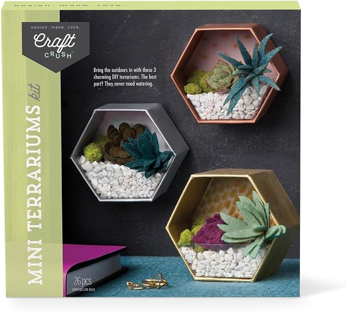 Craft Crush — Mini Plants Terrariums Easy Fun Arts and Craft Kit — Make 3 by CraftCrush