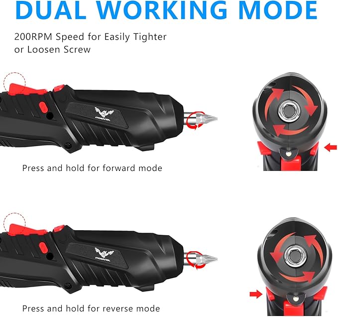 Electric Screwdriver Cordless Rechargeable Small Power Drill Set 3.6V Li-ion 3.5Nm Max Torque Electric Rotatable Drill Screwdriver for Home Office DIY Tools (Black)