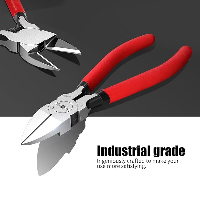 2 Pack Wire Cutters,6.5 Inch Flush Cutters,Wire Cutters heavy Duty,Spring Loaded Cutting Pliers,Side Cutters (Red&Grey)