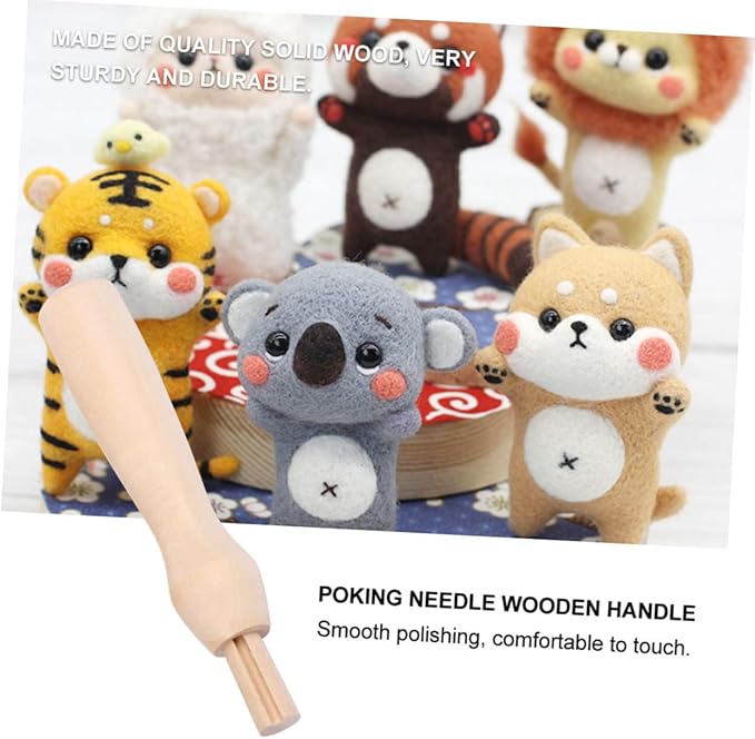 STOBOK 60 Pcs Punch Needle Handles Wooden Felting Needle Handles Replacement - Image 3