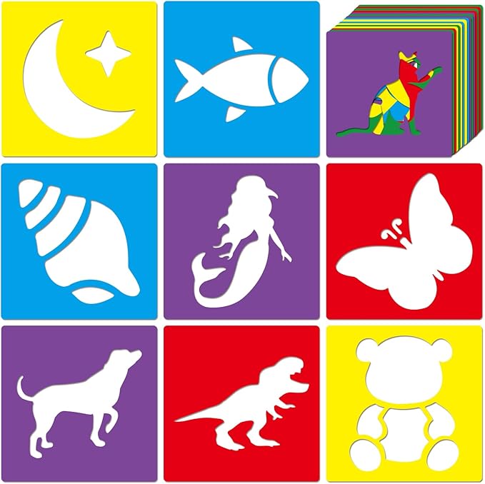 24 Piece Stencils for Kids Stencils for Painting Sidewalk Chalk Stencil Outdoor by Unknown