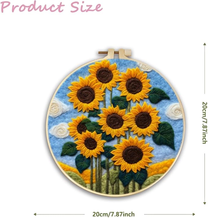 CaptainCrafts Needle Felting Kit, Wool Felt Supplies, Embroidery Hoops - Image 2