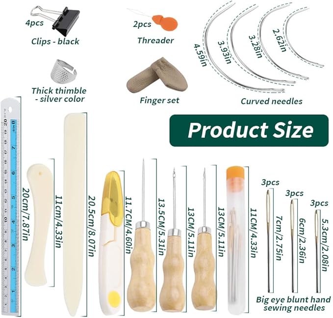 WONVOC Book Binding Kit, Book Making Kit, Bone Folder Tool for Paper Crafting, Awl Tool Bookbinding,Waxed Thread, Bookbinding Needles for DIY Bookbinding Crafts