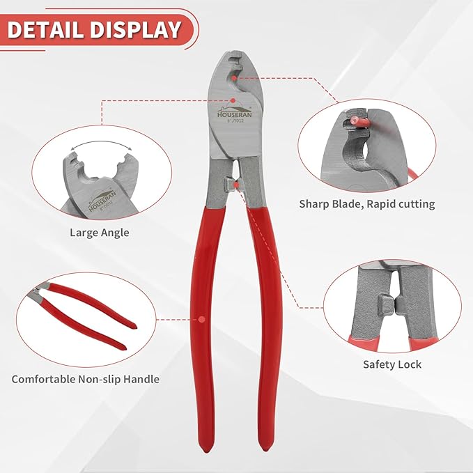 4Pcs Bolt Cutter Pliers Set, 8" Cable Cutter, 8" Bolt Cutter, 8" Wire Rope Cutter, 8" End Cutting Pliers with Toolbox, Cr-V Blade for Cutting Locks, Barbed Wire, Steel Wire, Chains, Rivets