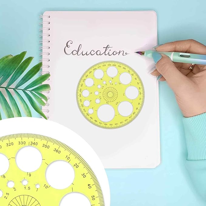 Circle Template 360° Protractor Round Stencil, Plastic Circle Ruler - Image 5