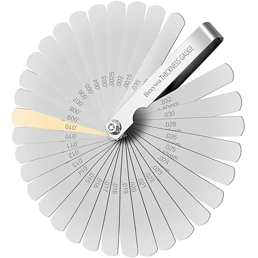 Feeler Gauge Set Steel Thickness Gauge 32 Blades, 0.04-0.88 mm (0.0015-0.035 Inch) Metric/Imperial, for Measuring Gap Width and Thickness for Guitar, Spark Plug, 3D Printer, Piston Measure.
