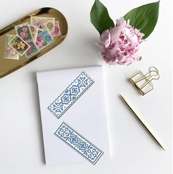 FREEBLOSS 6 Set Bohemian Pattern Cross Stitch Bookmark Kit Stamped Cross Stitch - Image 6