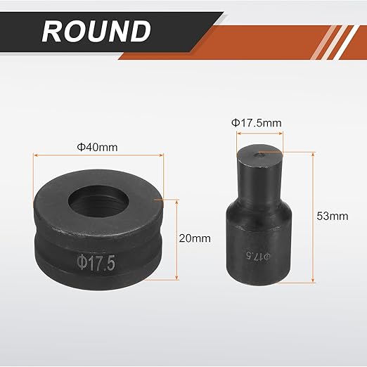 HARFINGTON Hydraulic Hole Punch Die Φ17.5mm Round Hole 40Cr Steel Electric Punching Kit for CH70 Electric Punching Machine, Black