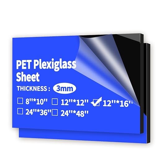 Art3d 1/8" Thick Plexiglass Sheets in Black by Art3d