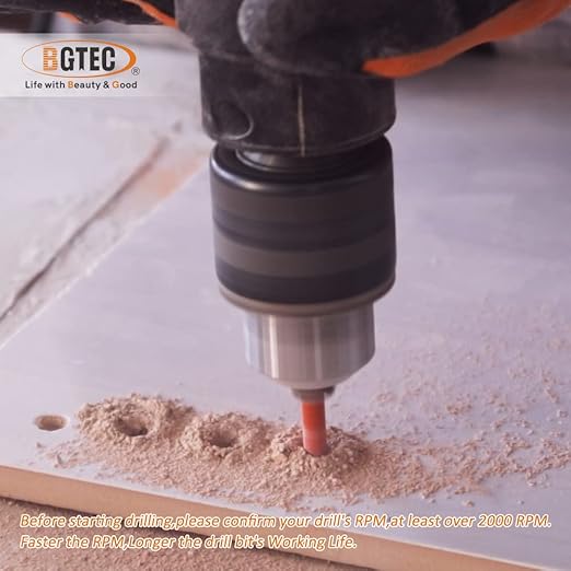 Dry Diamond Drill Bit Set,BGTEC 2pcs 5/16" 8mm Hole Saw for Granite,Marble,Masonry, Concrete, Tile/Ceramic, Glass, Hard Plastic,Vacuum Brazed Diamond Core Drill Bit Kit