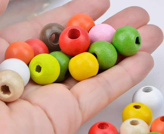 AD Beads Wood Spacer Loose Wooden Craft Beads Big Hole Beads Assorted - Image 5