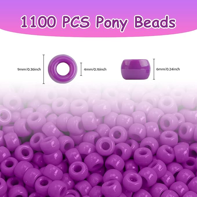 Pony Beads 1100 Pcs, for Jewelry Making, Hair Beads - Image 2