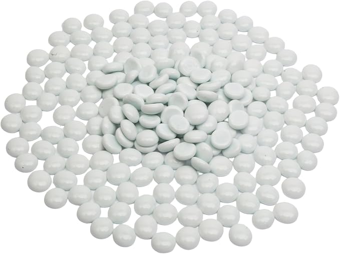 0.5 lb White Glass Beads for Vases, Glass Pebbles by Unknown