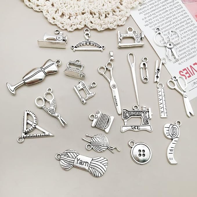 WOCRAFT 120pcs Antique Silver Sewing Tool Charm - Image 4