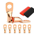Battery Cable Ends, 8PCS 6 Gauge Wire Connectors 5/16 Copper Wire Lugs, Bare Copper Eyelets with Heat Shrink Tubing