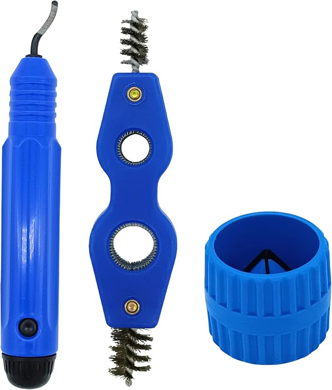 Deburring Tool with 11 High-Speed Steel Blades Storage Handle Design with 2 Pieces Copper Pipe Cleaner and Reamer Set, Burr Remover Hand Tool for Wood, Aluminum, Copper and Plastic