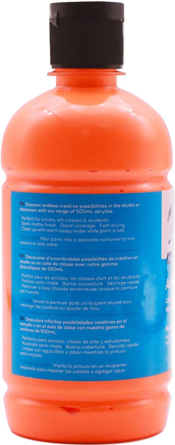 Mont Marte Signature Fluoro Orange Acrylic Paint, Semi-Matte Finish, 12 Colors - Image 5