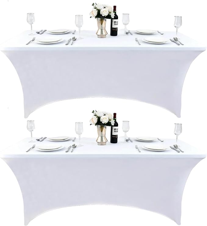 2-Pack 6ft White Spandex Table Covers by Unknown