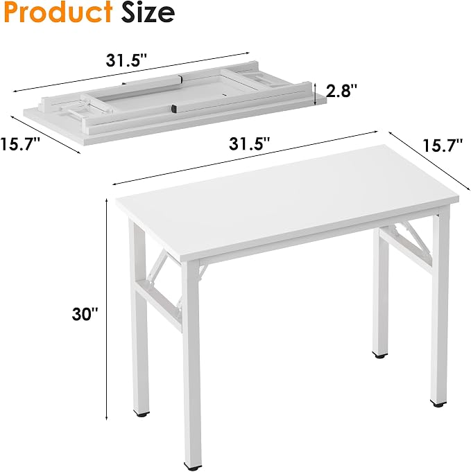 Need Small Folding Computer Desk, 31.5 Inch Writing Table, Sturdy Foldable Desk - Image 3