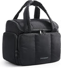 BAGSMART Travel Toiletry Bag for Women with Puffy Water-Resistant Fabric, Large Roomy Makeup Organizer for Travel-Sized Toiletries & Accessories, Black