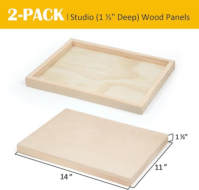 Falling in Art 2 Pack 11x14'' Unfinished Gallery Birch Wood Canvas Panels | 1 - Image 2