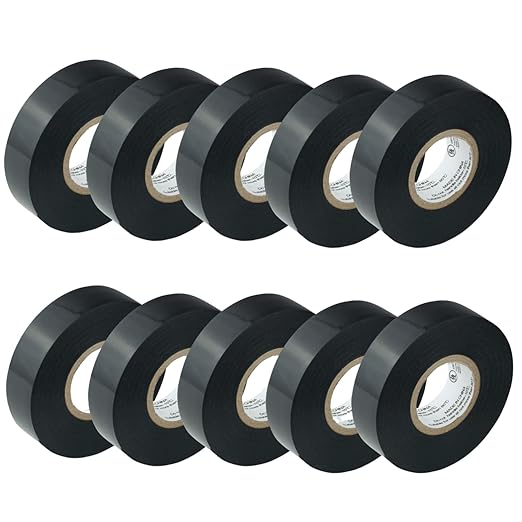 GTSE Black Electrical Tape, 10 Rolls – Waterproof, Industrial Grade Vinyl, 3/4 in x 66ft– Strong Self-Adhesive PVC Electric Tape for Wire Insulation, 7 Mil, 600V – UL/CSA Listed