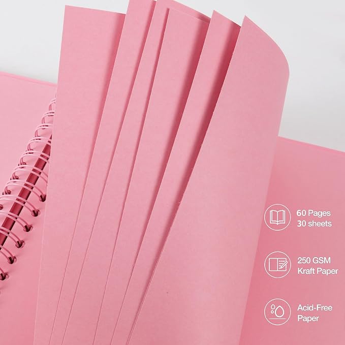 RECUTMS 8x8 Scrapbook DIY Photo Album 60 Pages Kraft Paper Memory Book Pink | - Image 5