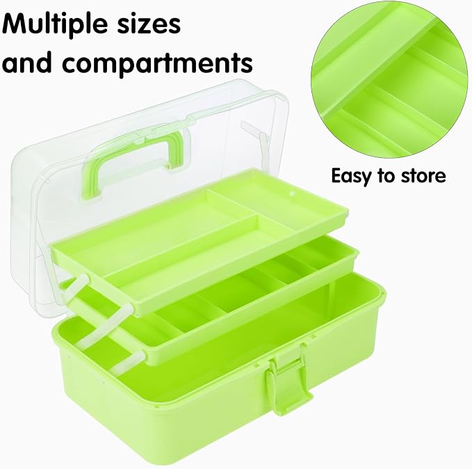 Small Toolbox with Handle, Tackle Box 3-Layer Craft Organizers, Portable - Image 4