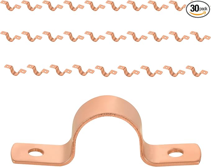 Pro 30-Pack EFIELD 5/8-Inch Copper Pipe Straps, Two-Hole Clamp Mount, Copper Made, (COPPER126)